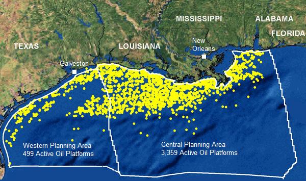 Oil Wells In The Gulf of Mexico
